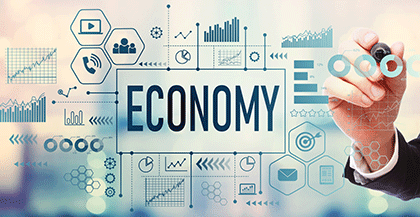 Economy text with charts and graphs