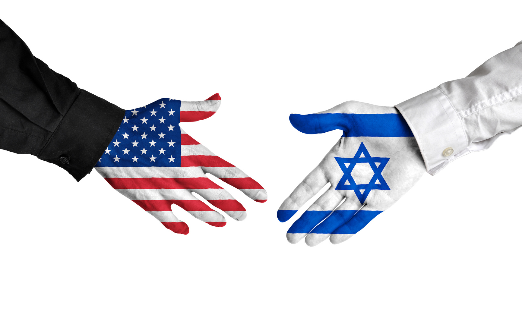 United States and Israel leaders shaking hands on a deal agreement