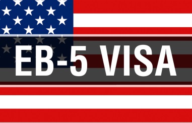 EB-5 Visa on a USA flag background