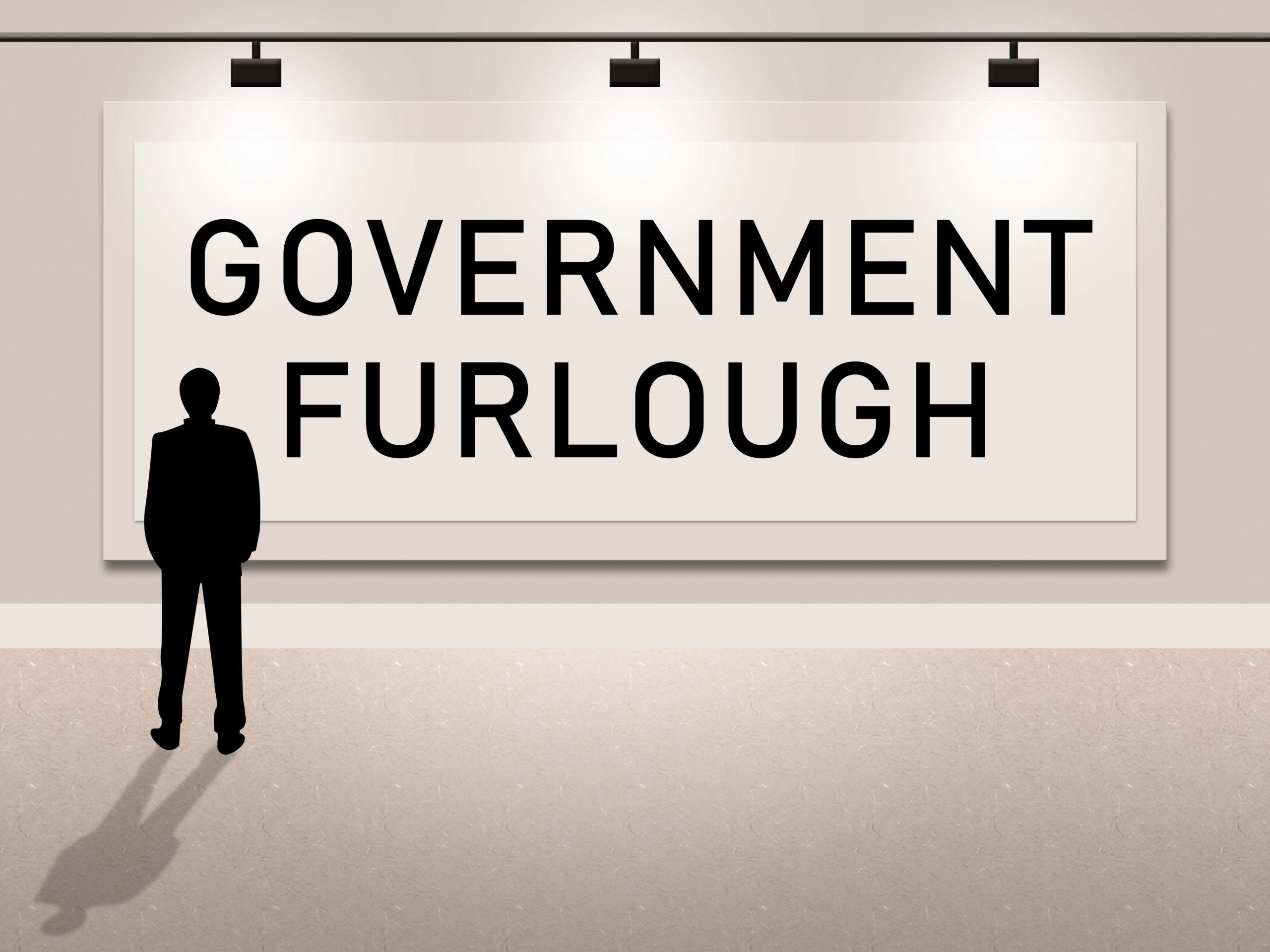 Government Furlough Sign Means Layoff For Federal Workers. National Shutdown From Washington - 3d Illustration