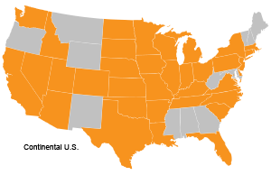 Map of America highlighting states we have litigated cases