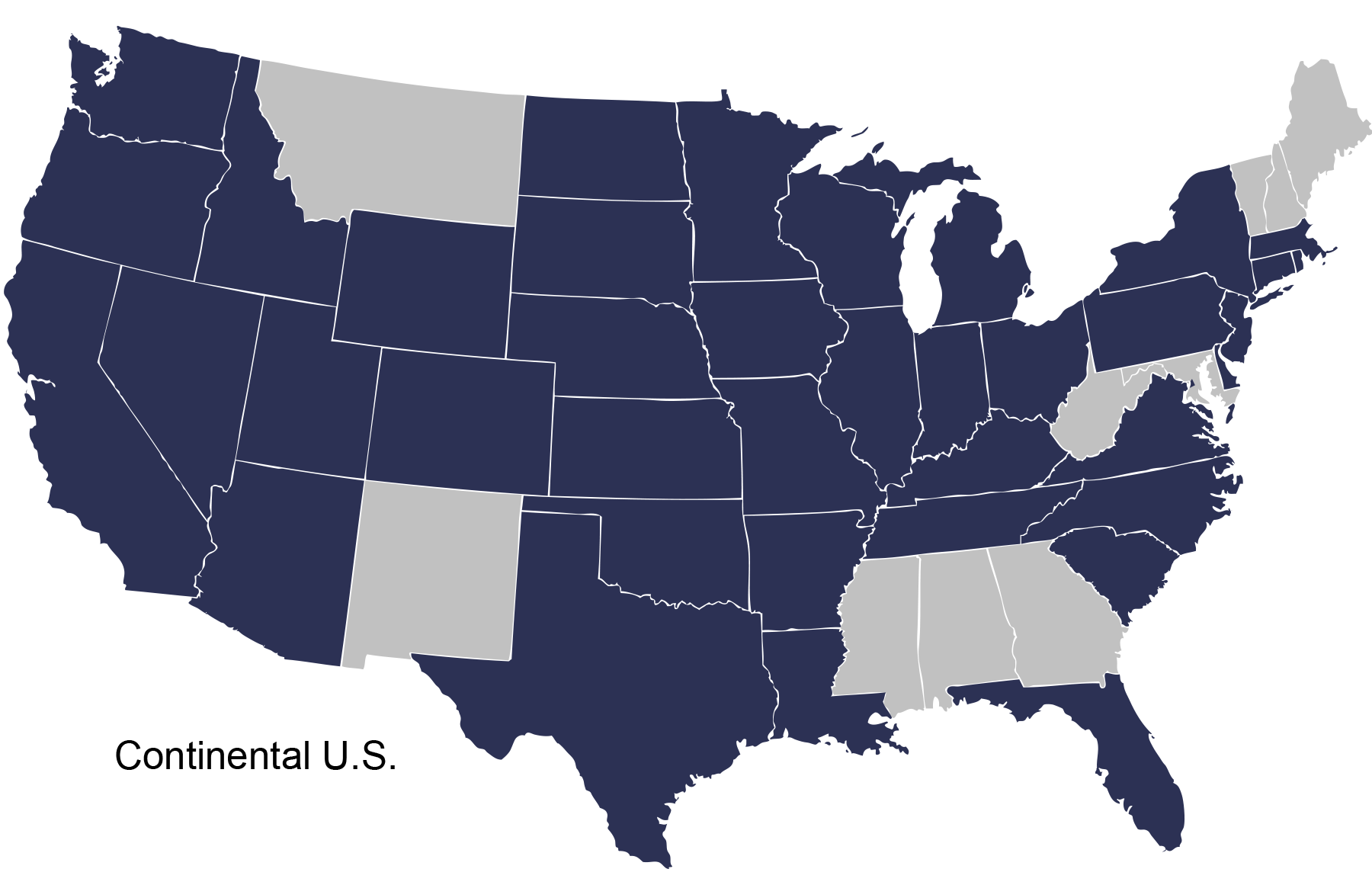 Map of America highlighting states we have litigated cases