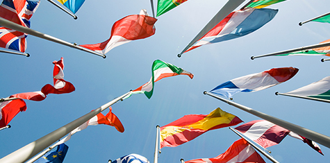 Group of international flags