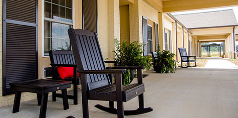Outside porch with rocking chairs