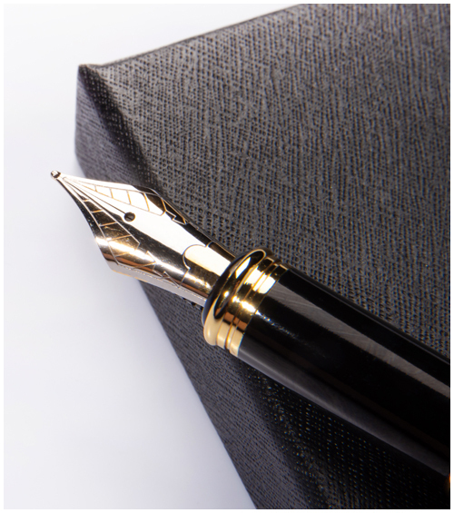Document binder and fountain pen