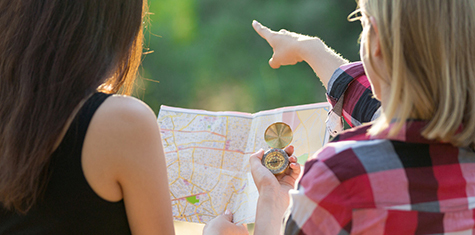 Girls reading a map