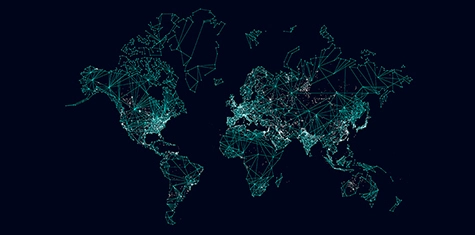 Digital map created by data points and lines
